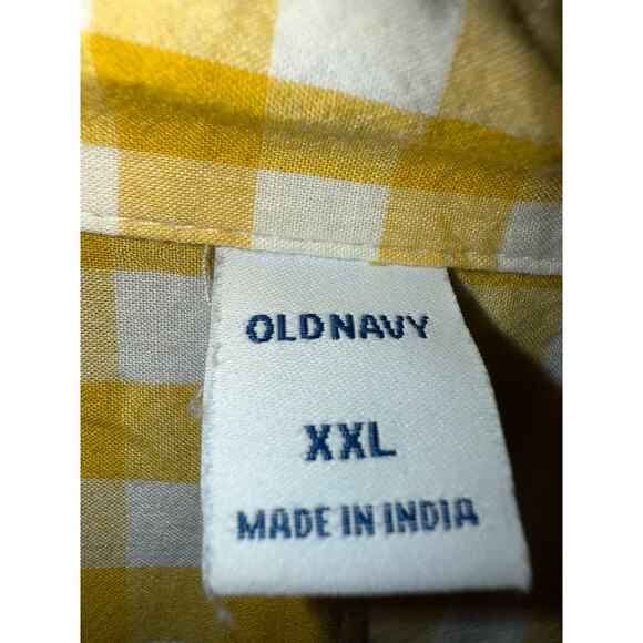 Button-Front Gingham Shirt for Women old navy yellow and white summer top XXL - Picture 3 of 4